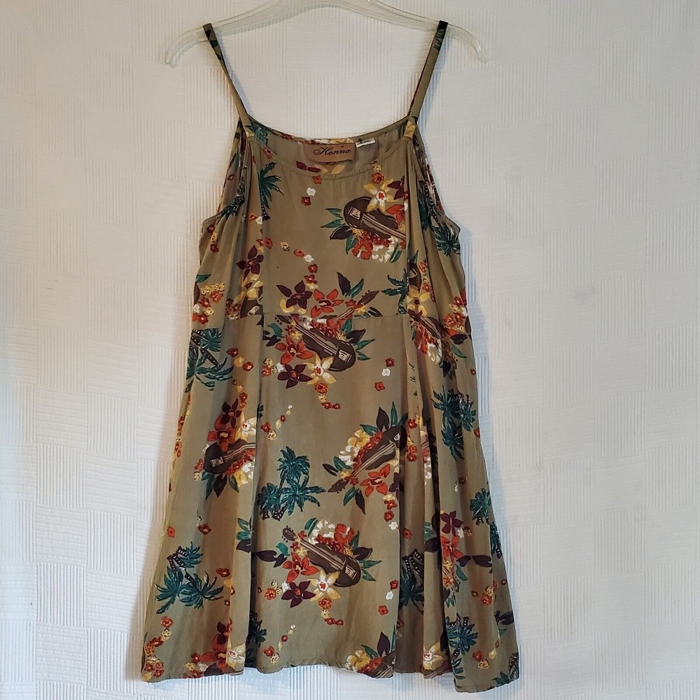Henna India Dress Women One Size Mini Swing Tropical Floral Beachy Sundress Slip